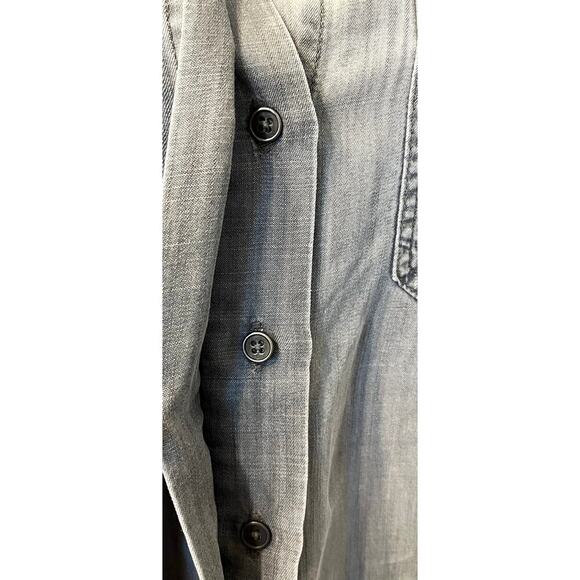 Cloth & Stone Shirt Womens Small Gray Chambray High Low Split Back Button Down - Picture 6 of 9